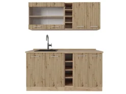 Vicco R-Line Singleküche Artisan-Eiche/Goldkraft Eiche 160 cm ohne Arbeitsplatte ohne E-Geräte