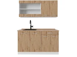 Vicco R-Line Singleküche Artisan Eiche/Weiß 140 cm AP Eiche ohne E-Geräte