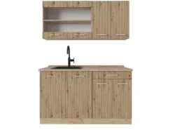 Vicco R-Line Singleküche Artisan-Eiche/Goldkraft Eiche 140 cm ohne Arbeitsplatte ohne E-Geräte