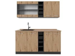 Vicco R-Line Singleküche Artisan Eiche/Anthrazit 160 cm AP Eiche ohne E-Geräte