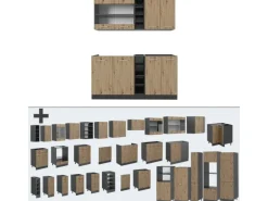 Vicco R-Line Singleküche Artisan Eiche/Anthrazit 160 cm AP Eiche ohne E-Geräte