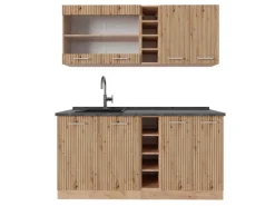 Vicco R-Line Singleküche Artisan-Eiche/Goldkraft Eiche 160 cm AP Anthrazit ohne E-Geräte