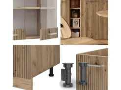 Vicco R-Line Singleküche Artisan-Eiche/Goldkraft Eiche 160 cm AP Anthrazit ohne E-Geräte