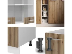 Vicco R-Line Singleküche Artisan Eiche/Weiß 160 cm ohne Arbeitsplatte ohne E-Geräte