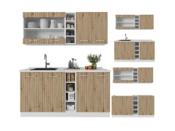 Vicco R-Line Singleküche Artisan Eiche/Weiß 160 cm ohne Arbeitsplatte ohne E-Geräte