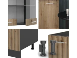 Vicco R-Line Singleküche Artisan Eiche/Anthrazit 140 cm AP Eiche ohne E-Geräte