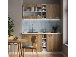 Vicco R-Line Singleküche Artisan Eiche/Weiß 160 cm AP Marmor ohne E-Geräte