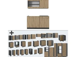 Vicco R-Line Singleküche Artisan Eiche/Anthrazit 140 cm ohne Arbeitsplatte ohne E-Geräte