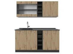 Vicco R-Line Singleküche Artisan Eiche/Anthrazit 160 cm AP Anthrazit ohne E-Geräte