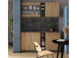 Vicco R-Line Singleküche Artisan Eiche/Anthrazit 160 cm AP Anthrazit ohne E-Geräte