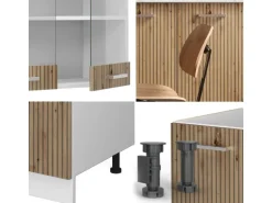 Vicco R-Line Singleküche Artisan Eiche/Weiß 140 cm AP Marmor ohne E-Geräte