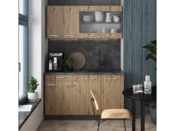 Vicco R-Line Singleküche Artisan Eiche/Anthrazit 140 cm AP Marmor ohne E-Geräte