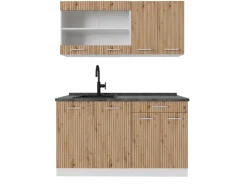 Vicco R-Line Singleküche Artisan Eiche/Weiß 140 cm AP Anthrazit ohne E-Geräte