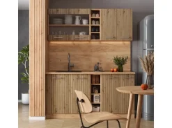 Vicco R-Line Singleküche Artisan-Eiche/Goldkraft Eiche 160 cm AP Eiche ohne E-Geräte