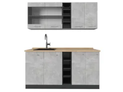 Vicco R-Line Singleküche Beton/Anthrazit 160 cm ohne Arbeitsplatte ohne E-Geräte