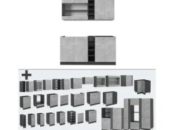 Vicco R-Line Singleküche Beton/Anthrazit 160 cm AP Marmor ohne E-Geräte