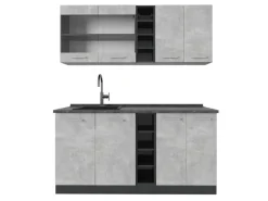 Vicco R-Line Singleküche Beton/Anthrazit 160 cm AP Anthrazit ohne E-Geräte