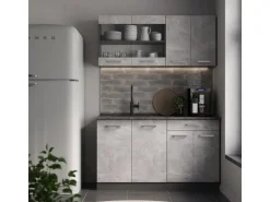 Vicco R-Line Singleküche Beton/Anthrazit 140 cm AP Anthrazit ohne E-Geräte