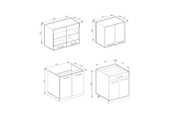 Vicco R-Line Singleküche Beton/Weiß 140 cm AP Eiche ohne E-Geräte