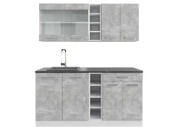 Vicco R-Line Singleküche Beton/Weiß 160 cm AP Anthrazit ohne E-Geräte