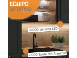 Vicco R-Line Singleküche Blau-Grau/Goldkraft Eiche 140 cm AP Eiche ohne E-Geräte
