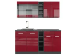 Vicco R-Line Singleküche Bordeaux Hochglanz/Anthrazit 160 cm ohne Arbeitsplatte ohne E-Geräte