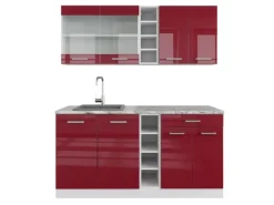 Vicco R-Line Singleküche Bordeaux Hochglanz/Weiß 160 cm ohne Arbeitsplatte ohne E-Geräte