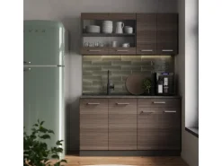 Vicco R-Line Singleküche Edelgrau/Anthrazit 140 cm AP Anthrazit ohne E-Geräte