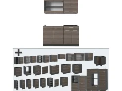 Vicco R-Line Singleküche Edelgrau/Anthrazit 140 cm AP Anthrazit ohne E-Geräte