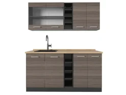 Vicco R-Line Singleküche Edelgrau/Anthrazit 160 cm ohne Arbeitsplatte ohne E-Geräte