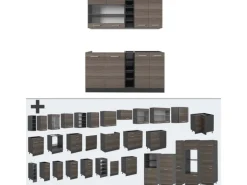 Vicco R-Line Singleküche Edelgrau/Anthrazit 160 cm ohne Arbeitsplatte ohne E-Geräte