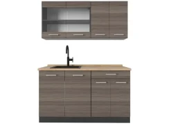 Vicco R-Line Singleküche Edelgrau/Anthrazit 140 cm ohne Arbeitsplatte ohne E-Geräte