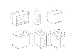 Vicco R-Line Singleküche Edelgrau/Weiß 160 cm ohne Arbeitsplatte ohne E-Geräte