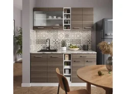 Vicco R-Line Singleküche Edelgrau/Weiß 160 cm ohne Arbeitsplatte ohne E-Geräte