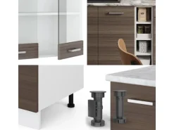 Vicco R-Line Singleküche Edelgrau/Weiß 160 cm ohne Arbeitsplatte ohne E-Geräte