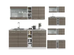 Vicco R-Line Singleküche Edelgrau/Weiß 160 cm ohne Arbeitsplatte ohne E-Geräte