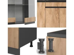 Vicco R-Line SingleKüche Goldkraft Eiche/Anthrazit 140 cm AP Anthrazit Opt 2 ohne E-Geräte