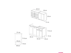 Vicco R-Line Singleküche Goldkraft Eiche/Weiß 140 cm AP Marmor ohne E-Geräte