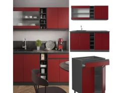 Vicco R-Line Singleküche Rot/Anthrazit 160 cm AP Anthrazit ohne E-Geräte