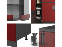 Vicco R-Line Singleküche Rot/Anthrazit 160 cm J-Shape ohne E-Geräte