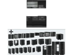 Vicco R-Line Singleküche Schwarz Hochglanz/Anthrazit 140 cm AP Anthrazit ohne E-Geräte