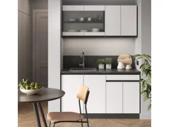 Vicco R-Line Singleküche Weiß/Anthrazit 140 cm J-Shape ohne E-Geräte