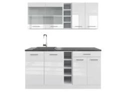 Vicco R-Line Singleküche Weiß Hochglanz/Weiß 160 cm AP Anthrazit ohne E-Geräte