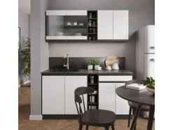 Vicco R-Line Singleküche Weiß/Anthrazit 160 cm AP Anthrazit ohne E-Geräte