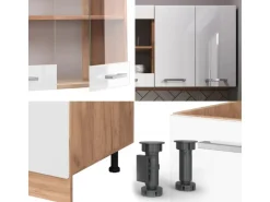 Vicco R-Line Singleküche Weiß Hochglanz/Goldkraft Eiche 140 cm ohne Arbeitsplatte ohne E-Geräte