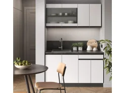 Vicco R-Line Singleküche Weiß/Anthrazit 140 cm AP Marmor ohne E-Geräte