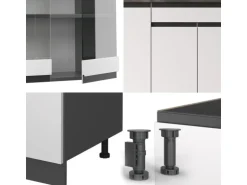 Vicco R-Line Singleküche Weiß/Anthrazit 140 cm AP Marmor ohne E-Geräte