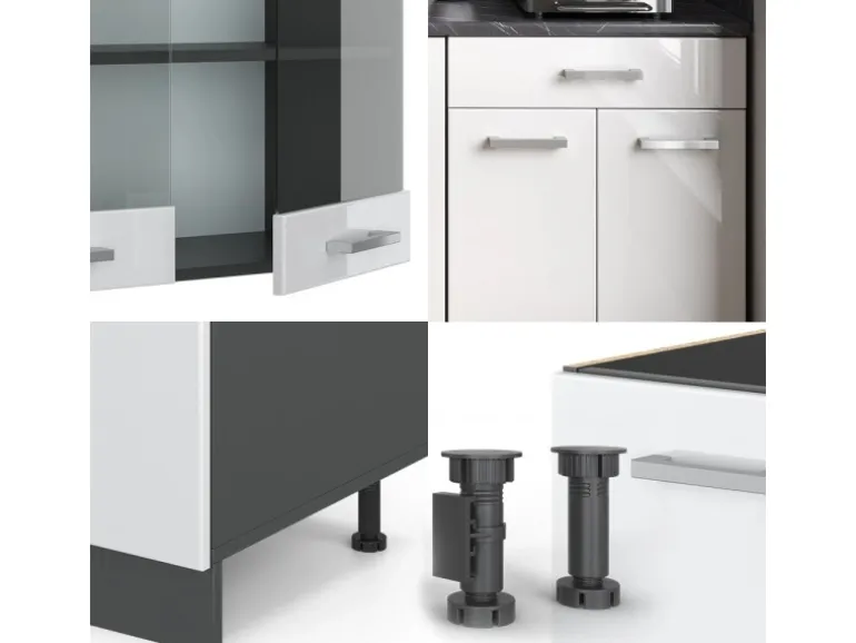 Vicco R-Line Singleküche Weiß Hochglanz/Anthrazit 140 cm ohne Arbeitsplatte ohne E-Geräte
