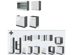 Vicco R-Line Singleküche Weiß Hochglanz/Anthrazit 140 cm ohne Arbeitsplatte ohne E-Geräte