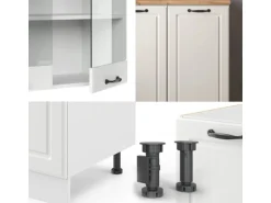 Vicco R-Line Singleküche Weiß Landhaus/Weiß 140 cm ohne Arbeitsplatte ohne E-Geräte